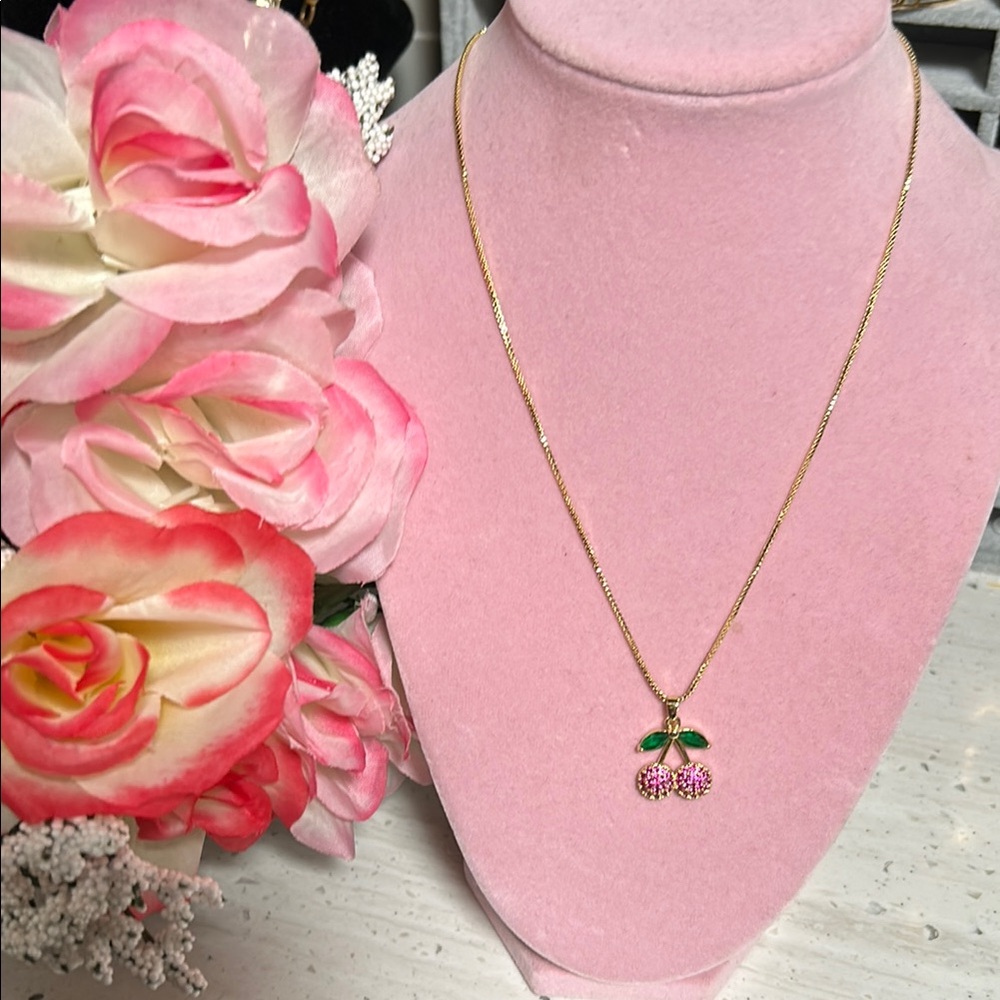 Gold Cherry Pendant Necklace